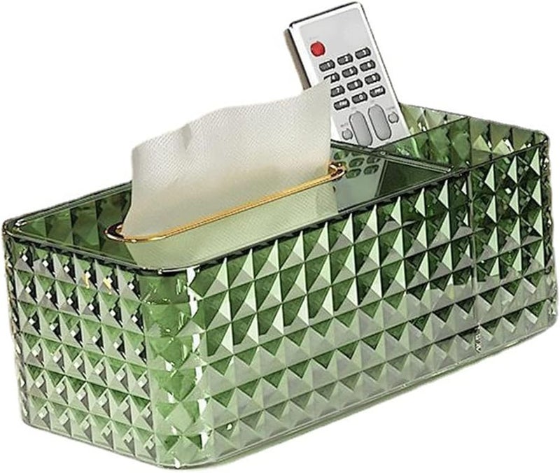 حامل صندوق المناديل الأخضر مع أدراج تخزين فم واسع حواف ناعمة لغرفة المعيشة غرفة النوم - Image 2